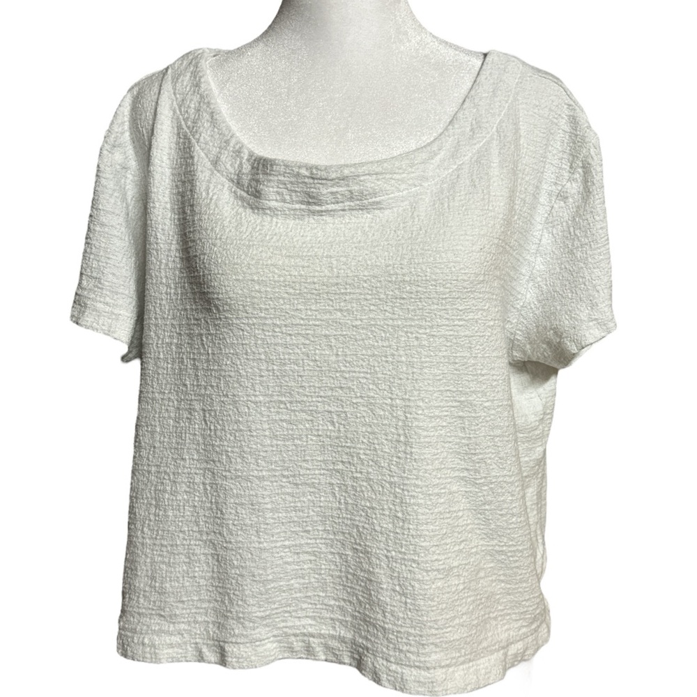 The Gap, Textured White Crop Scoop Neck Shirt, Size Large, EUC